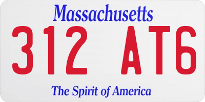 MA license plate 312AT6