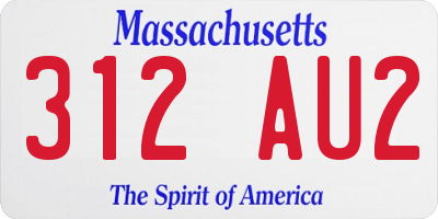 MA license plate 312AU2