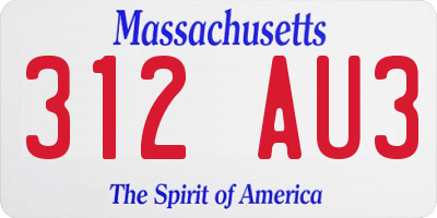 MA license plate 312AU3
