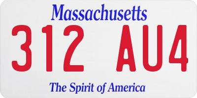 MA license plate 312AU4