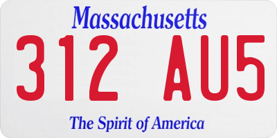 MA license plate 312AU5
