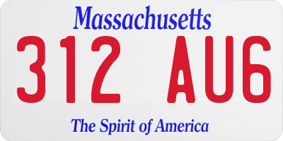 MA license plate 312AU6