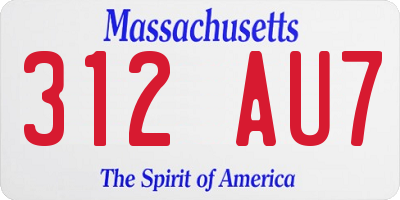 MA license plate 312AU7