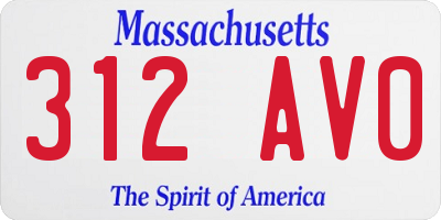 MA license plate 312AV0