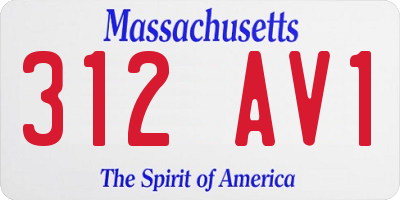 MA license plate 312AV1
