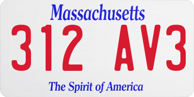 MA license plate 312AV3
