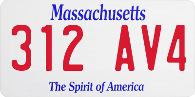 MA license plate 312AV4