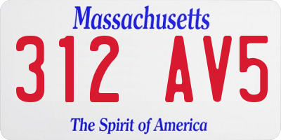 MA license plate 312AV5