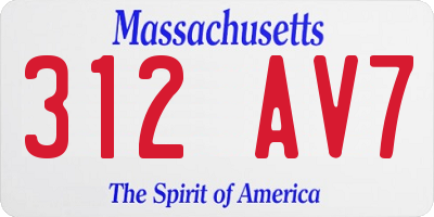 MA license plate 312AV7