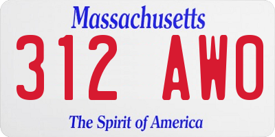MA license plate 312AW0
