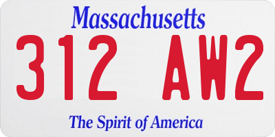 MA license plate 312AW2