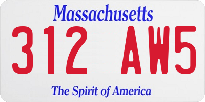 MA license plate 312AW5