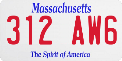 MA license plate 312AW6