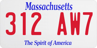 MA license plate 312AW7