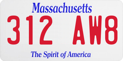 MA license plate 312AW8