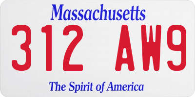 MA license plate 312AW9