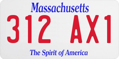 MA license plate 312AX1