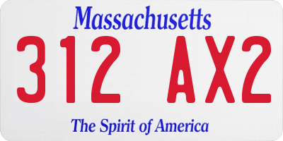 MA license plate 312AX2