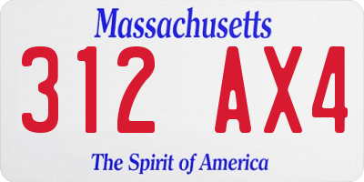 MA license plate 312AX4