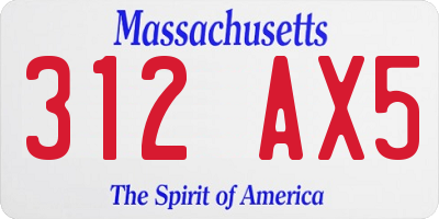 MA license plate 312AX5