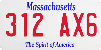 MA license plate 312AX6