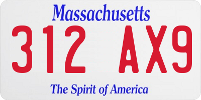MA license plate 312AX9