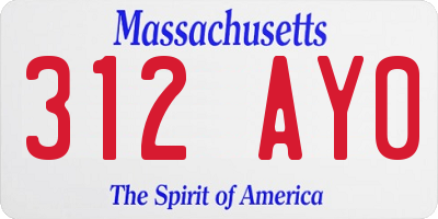 MA license plate 312AY0
