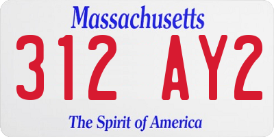 MA license plate 312AY2