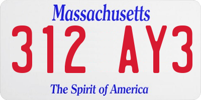 MA license plate 312AY3