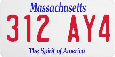 MA license plate 312AY4