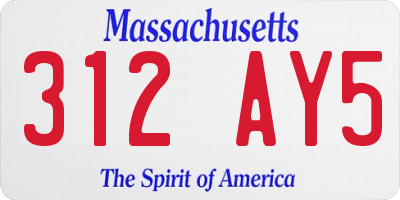 MA license plate 312AY5