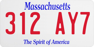 MA license plate 312AY7