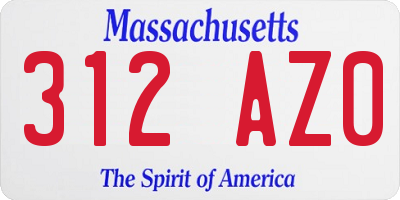 MA license plate 312AZ0