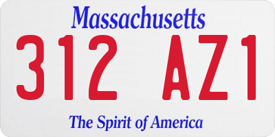 MA license plate 312AZ1