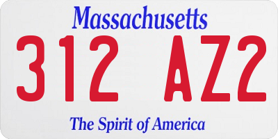 MA license plate 312AZ2
