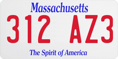 MA license plate 312AZ3