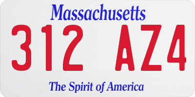 MA license plate 312AZ4