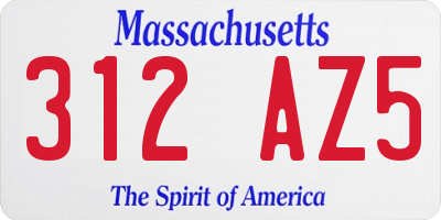 MA license plate 312AZ5