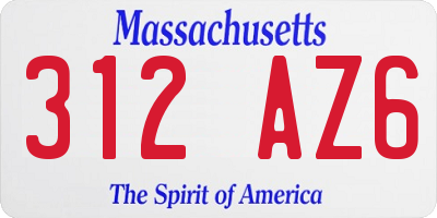 MA license plate 312AZ6