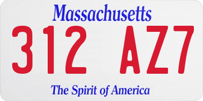 MA license plate 312AZ7