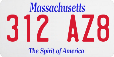 MA license plate 312AZ8