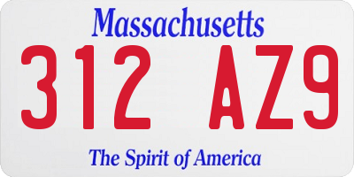 MA license plate 312AZ9