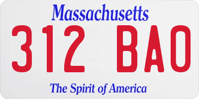 MA license plate 312BA0
