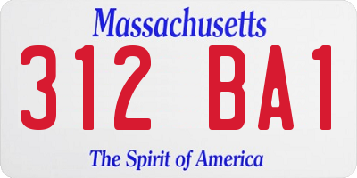 MA license plate 312BA1