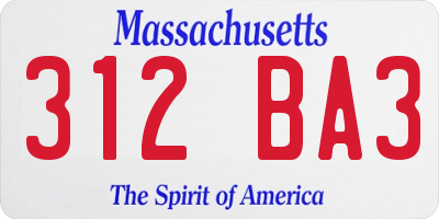 MA license plate 312BA3