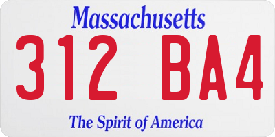 MA license plate 312BA4