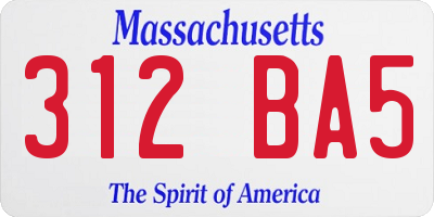 MA license plate 312BA5