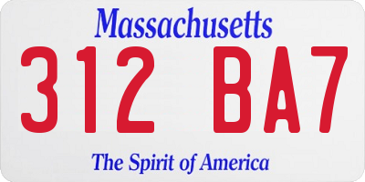 MA license plate 312BA7