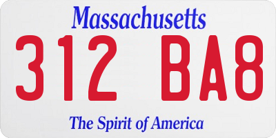 MA license plate 312BA8