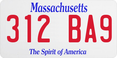 MA license plate 312BA9